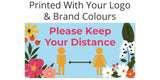Floral Keep Distance Floor Stickers